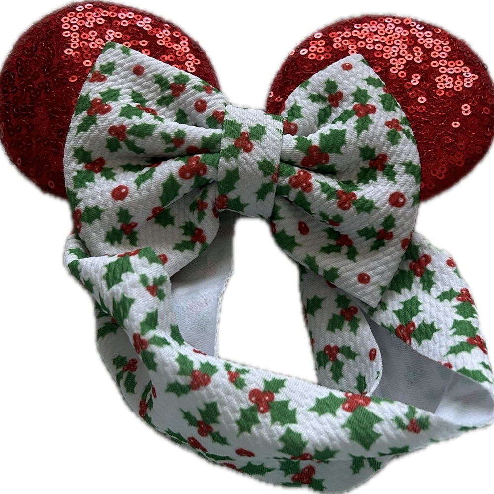 Festive Red Sequin Mouse Ears Headband for Baby